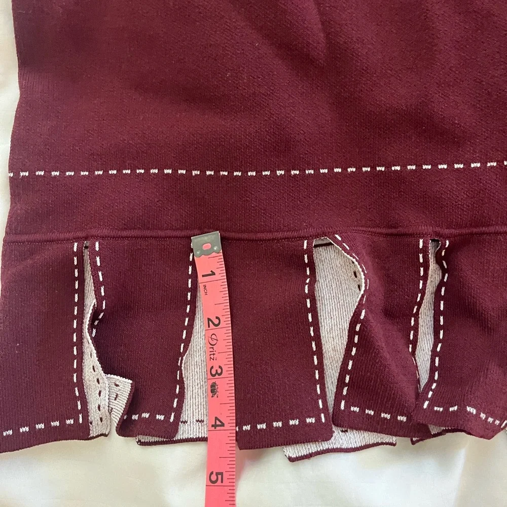 STAUD burgundy maroon fringe pencil mini knit skirt high waisted **RARE** small - Picture 6 of 8